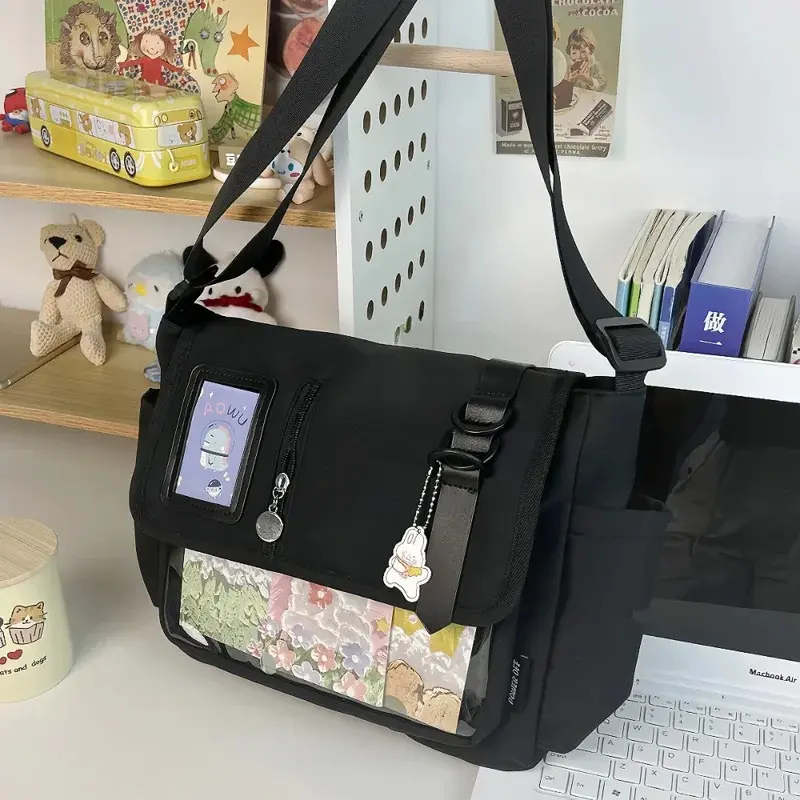 Japanese Harajuku School Bags for Teenage Girls New 2026 Transparent Itabag Crossbody Bag DIY Badges Display Plate Ita Bag