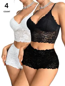 Women's No Underwire Bralette Set Lingerie, Sexy Transparent Lace Design, Ultimate Comfort & Support, Fashionable Daily Wear, Multiple Sizes Available，gifts for her