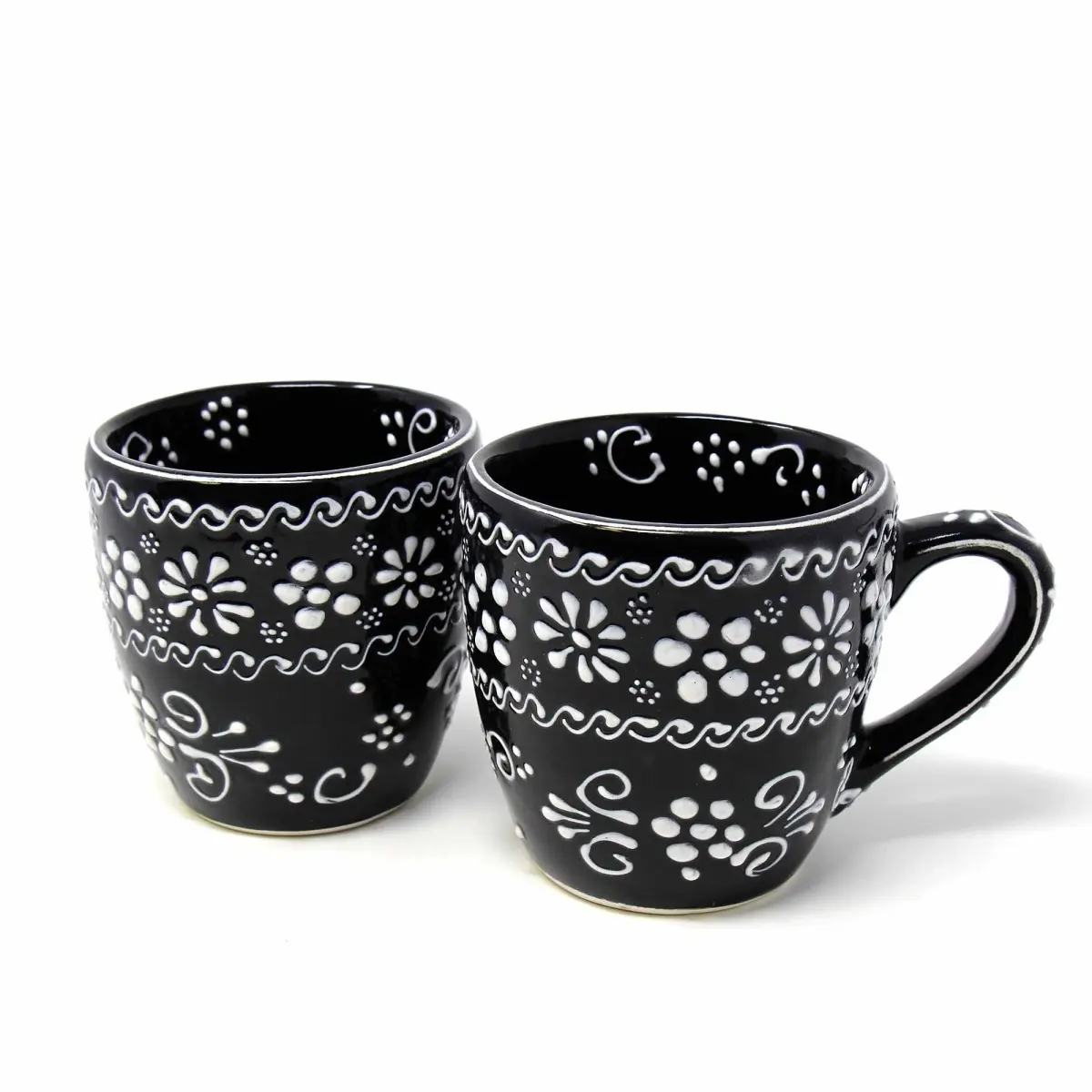 Ceramica Quevedo MC355I-S2 Encantada Handmade Pottery Mugs, Ink - Set of 2