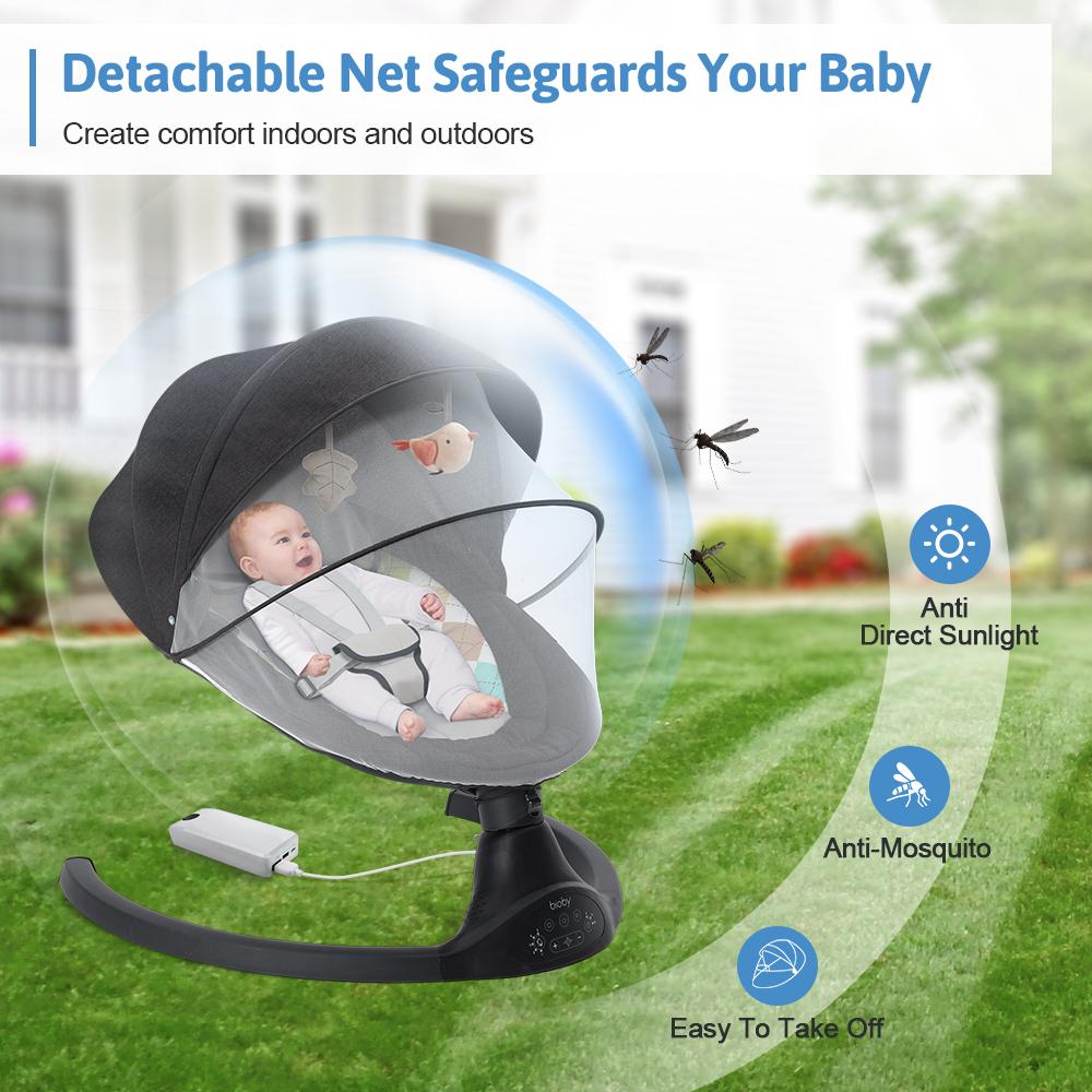 COMOMY Baby Swing for Infants with 5 Natural Sway Speeds, Portable Bt Music Baby Swing with Remote Control & 5-Point Harness, Hands-Free Baby Soother, Lightweight Baby Rocker for 5-20 Lb, 0-6 Months, Black, Valentine's Day