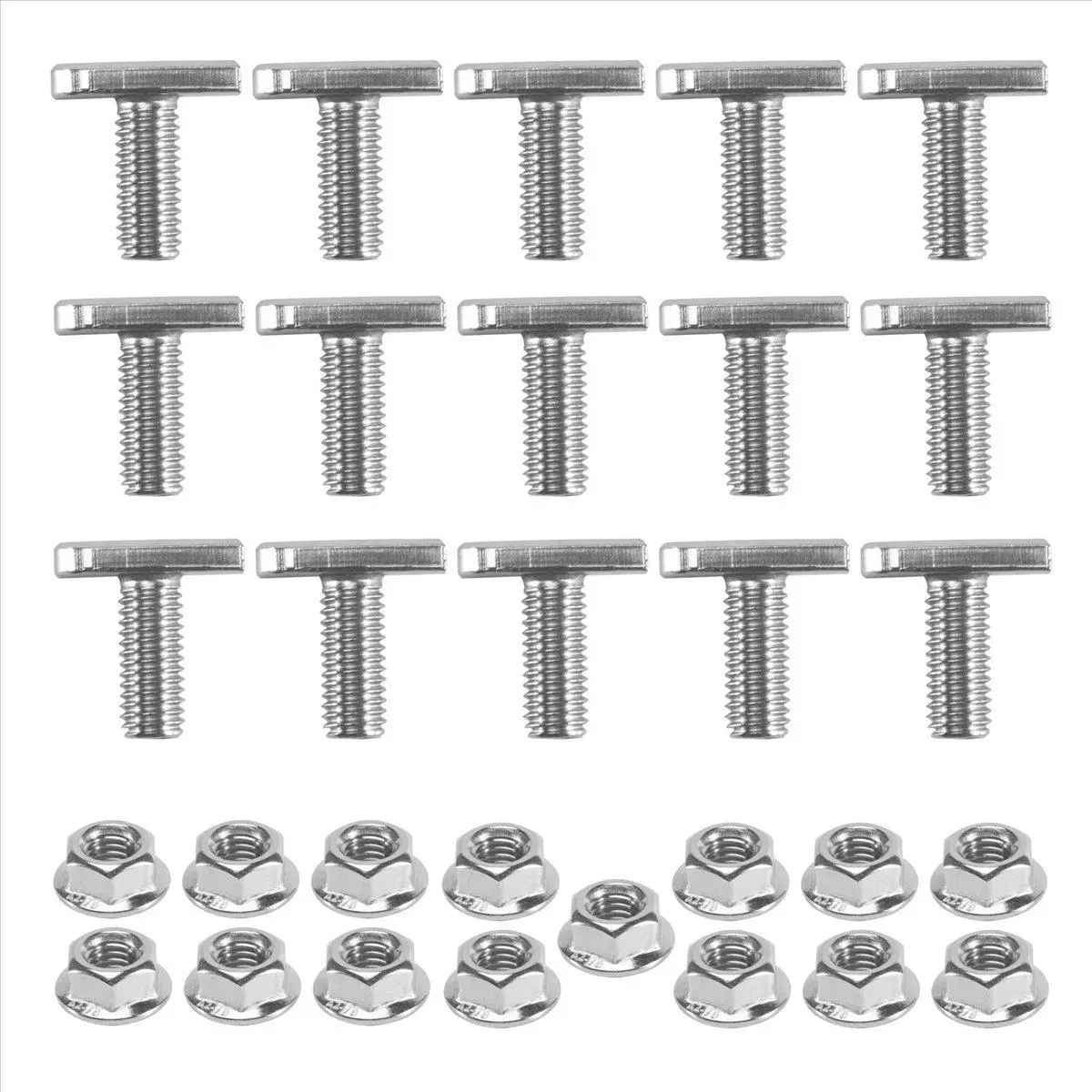 15Pcs T Slot Bolt Replacement,M8 X 20 Screws, A2-70 Rail Track Screws Track Nuts with 15 Flange Nut