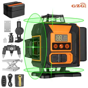 GZG 16 Lines Green Beam Self Leveling Tool, 1 Count 4D Cross Professional Line Laser Tool, Multi-application Measuring Tools, Laser Leveler Tool