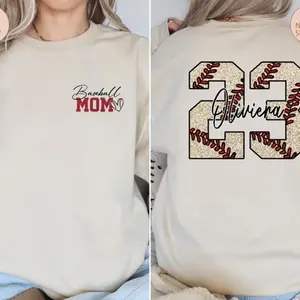 Custom Baseball Mom Sweatshirt, Personalized Baseball Mom Sweatshirt,Gift for Mom,Baseball Mom Hoodie, Game Day Sweatshirt, Baseball Season