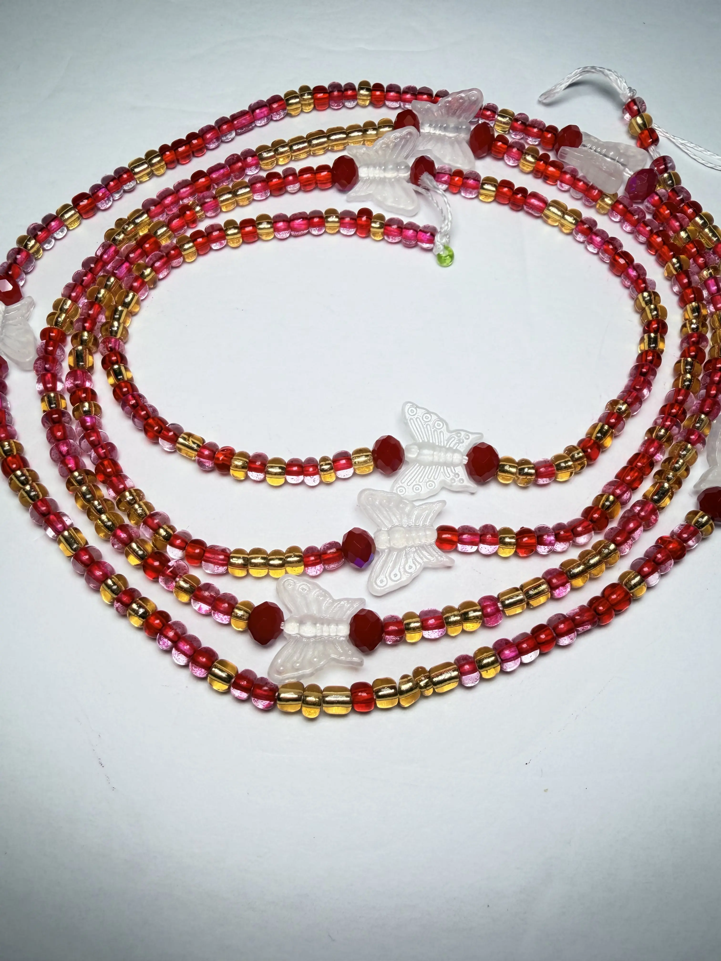 Crimson glow- Traditional Tie On WaistBeads