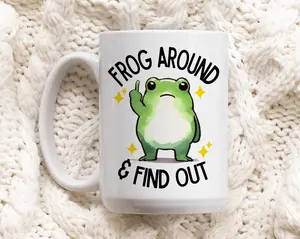 Funny Frog Mug, Frog Lover Gift, Silly Coffee Mug, Cute Mug for Friend, Funny Gifts, Gift for Birthday, Sibling Gifts, Unhinged Meme Mug