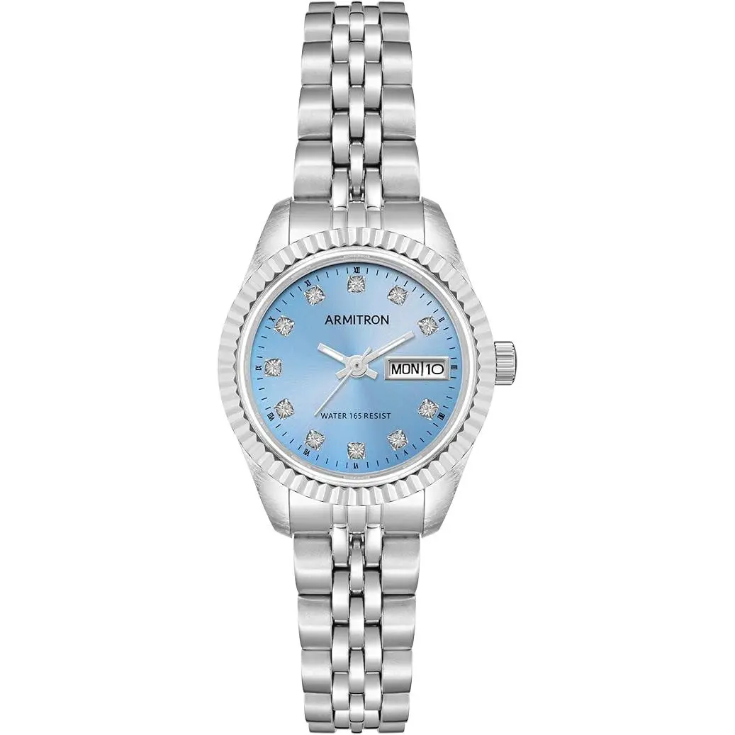 Armitron Crystal Accented Light Blue Ladies Watch 75-2475LBSV