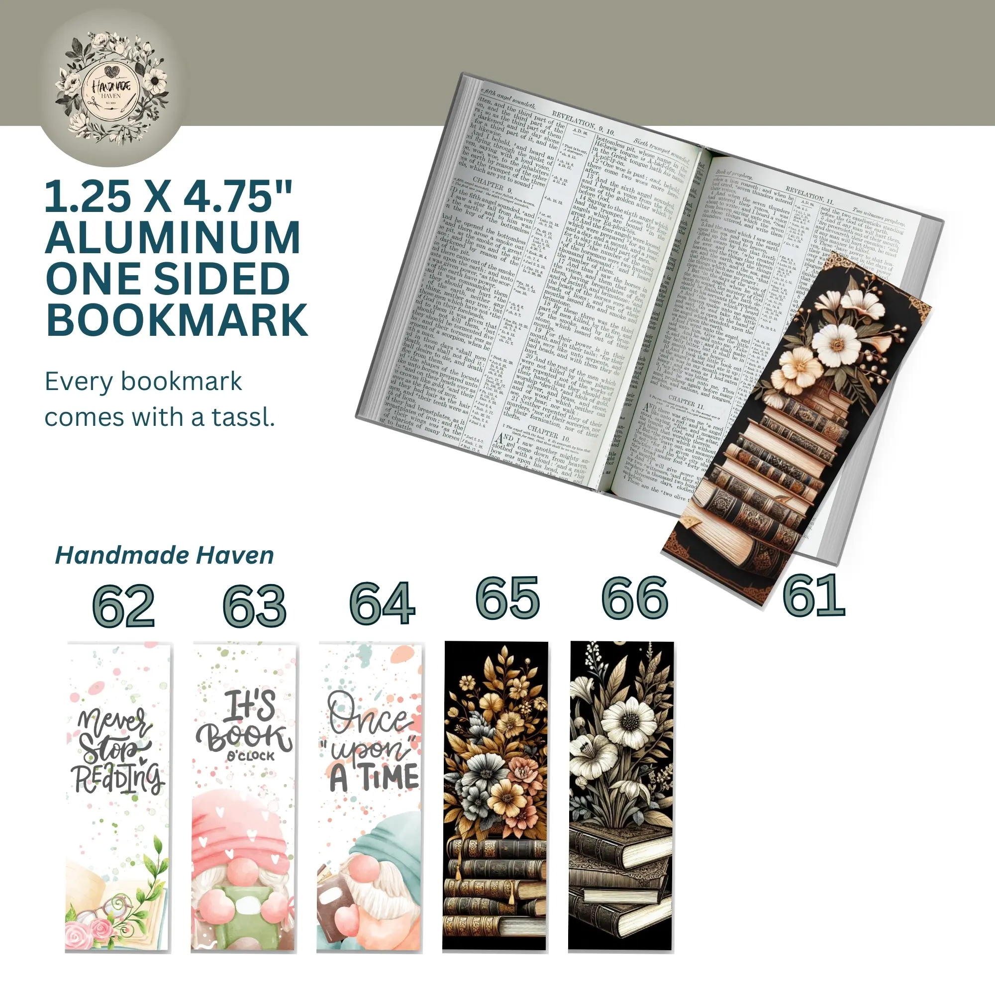 1.25 x 4.75" Single Sided Aluminum Bookmark - Vibrant Artwork for Your Reading Routine