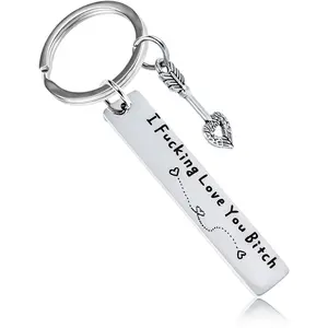 Teniinet Best Friend Keychain for Women, Stainless Steel Key Chain Engrave I Fking Love You Bith Birthday Christmas Friendship Gift for Bestie Best Friends Female Bff