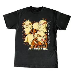 Vintage Arcanine Graphic T-Shirt, PKM Shirt, Anime Vintage T-Shirt, Anime Merch, Stylish Crew Neck Short Sleeve T-Shirt Unisex, Streetwear for Men,for Women,Gift Anime fans