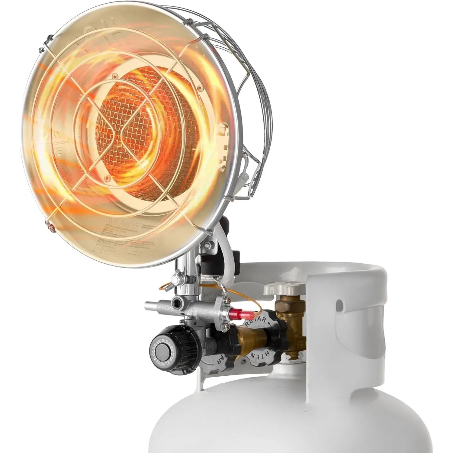 15000 BTU Single Burner Round Propane Tank Top Heater, 180-Degree Infrared Radiant Heater with Rapid Heating, Stepless Temperature Adjustment for Outdoor Ice Fishing, Hunting, Christmas Present