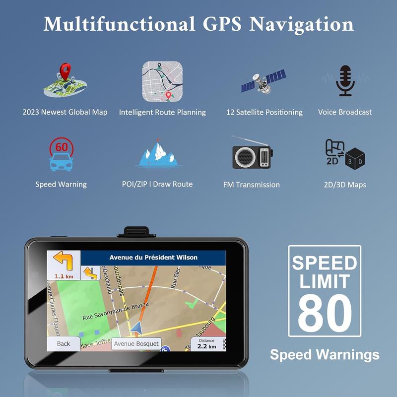 Upgrade 2024 GPS Navigation for Truck Car,7 inch 2.5D Screen,Commercial Drivers Semi Truck GPS,World Map Navigation System 8GB 256M with Voice Guidance,Speed Limit Warning,Lifetime Free Map Updates
