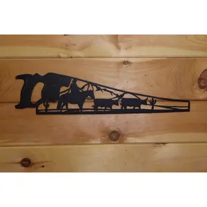 #162 Cowboy and Steers Handsaw
