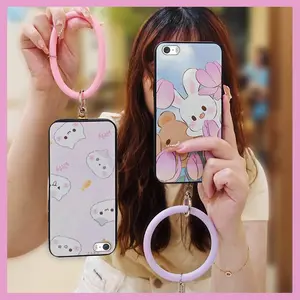 heat dissipation Creative Phone Case For iphone 5/5S/SE Waterproof Bracelet Personality Dirt-resistant Protective Back Cover Solid Color Cute Soft Case Youth Funny Anti-knock Ring