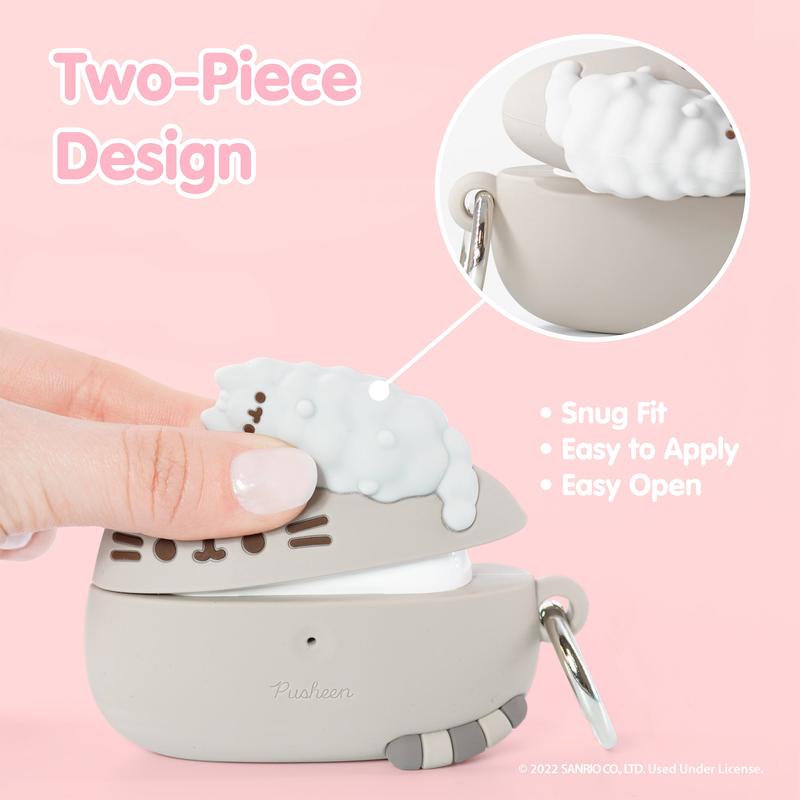 iFace Pusheen the Cat AirPods Pro & 3rd Gen Case (Pusheen & Stormy) - Carabiner Clip Included, Cute Silicone Protective Cover Figure Type