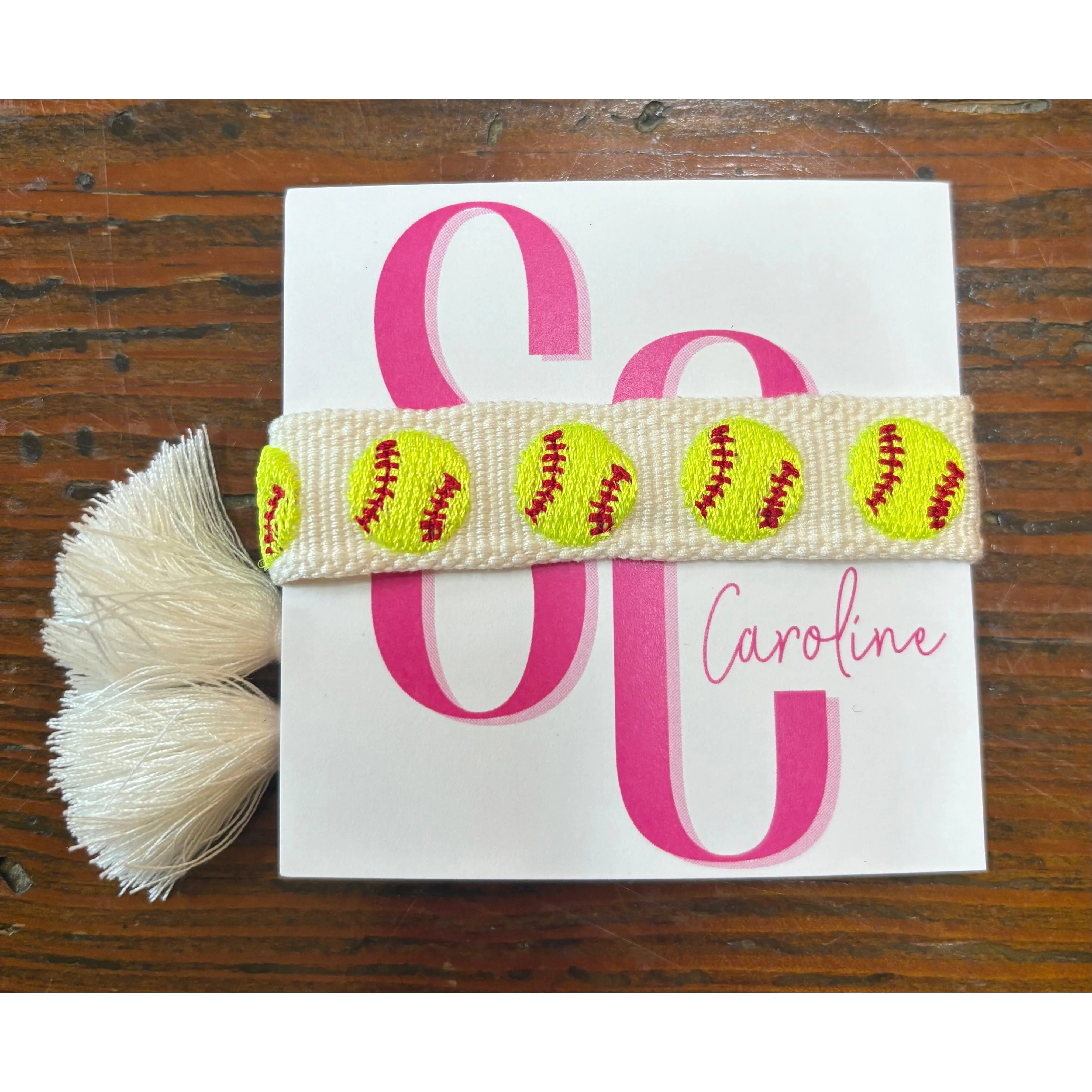 Softball Tassel Bracelet - Lightweight Design, Adjustable Fit, Ideal for Sports and Casual Wear