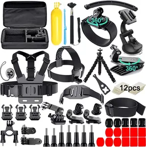 61-in-1 Action Camera Bundle – Compatible with GoPro Hero 13/12/11/10/9/8/7/6, DJI Osmo Action, Insta360, Xiaomi, AKASO, Campark, SJCAM – Mounts, Accessories & Cases