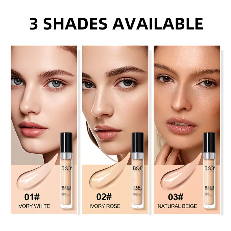BOB 2-in-1 Full Coverage Concealer & Foundation - 24HR Long-Lasting Matte Liquid Makeup, Lightweight Hydrating Brightening Formula, Waterproof, Contour & Highlight Base for All Skin Types