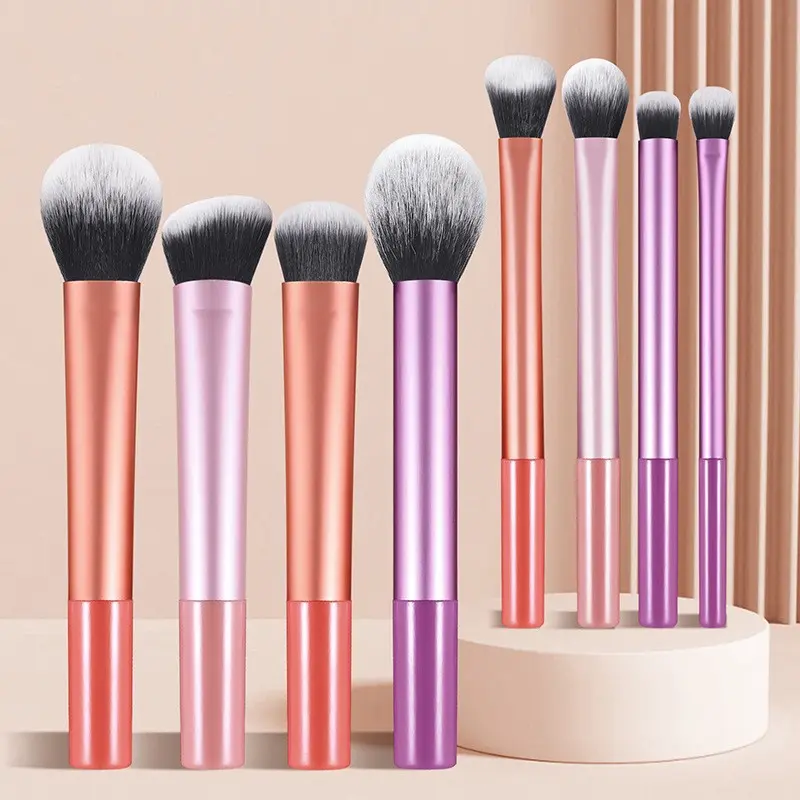 8-Piece Beauty Brush Set, Powder, Contour, Blush, Foundation and Eyeshadow Brushes with Nylon Bristles for All Skin Types, Ideal for Beginners