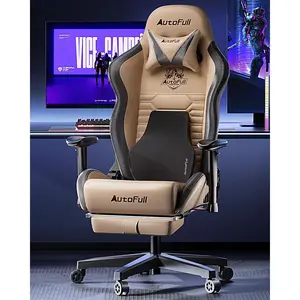 AutoFull Ergonomic Racing Gaming Chair with Footrest Brown