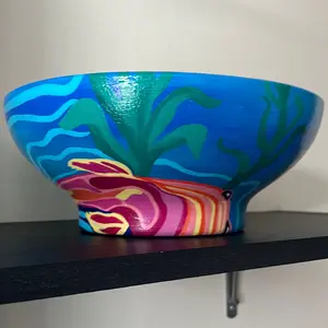 Large Koi Fish Planter Bowl with Drainage Hole and Gloss Sealant Finish