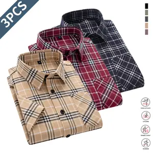 Men’s Slim Fit Short Sleeve Shirt 3-Pack, Classic Casual Vertical Stripes