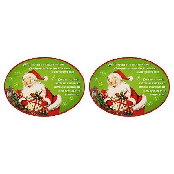 Mr. Christmas Set of 2 Ceramic 12" Giving Platters