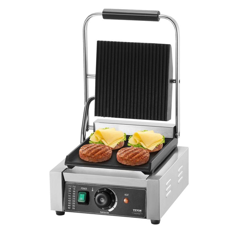 Spring new arrivals Commercial Panini Press Grill Electric Sandwich Maker Griddle Plate 9"x9"