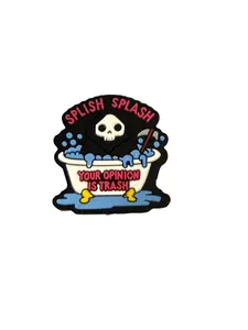 F/S2- (1)PC 1.1" Splish Splash Your Opinion is Trash W/Skeleton/Bubble Bath Focal Bead for DIY Keychains, Wristlets, Cup Charms, Car Charms ETC