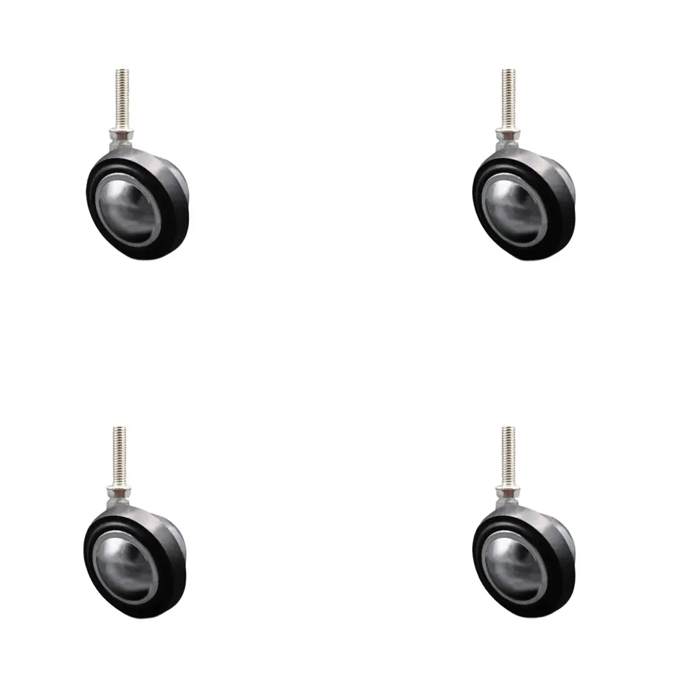 212 MAIN SCC-TS01S214-DCR-BC-3816112-4 Service Caster, 2.25 in. Swivel Metal Ball Caster Wheels with Soft Tread, 0.375 in. 16 TPI x 1.5 in. Threaded Stem Mount, Bright Chrome, Set of 4