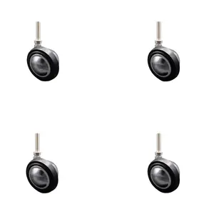 212 MAIN SCC-TS01S214-DCR-BC-3816112-4 Service Caster, 2.25 in. Swivel Metal Ball Caster Wheels with Soft Tread, 0.375 in. 16 TPI x 1.5 in. Threaded Stem Mount, Bright Chrome, Set of 4