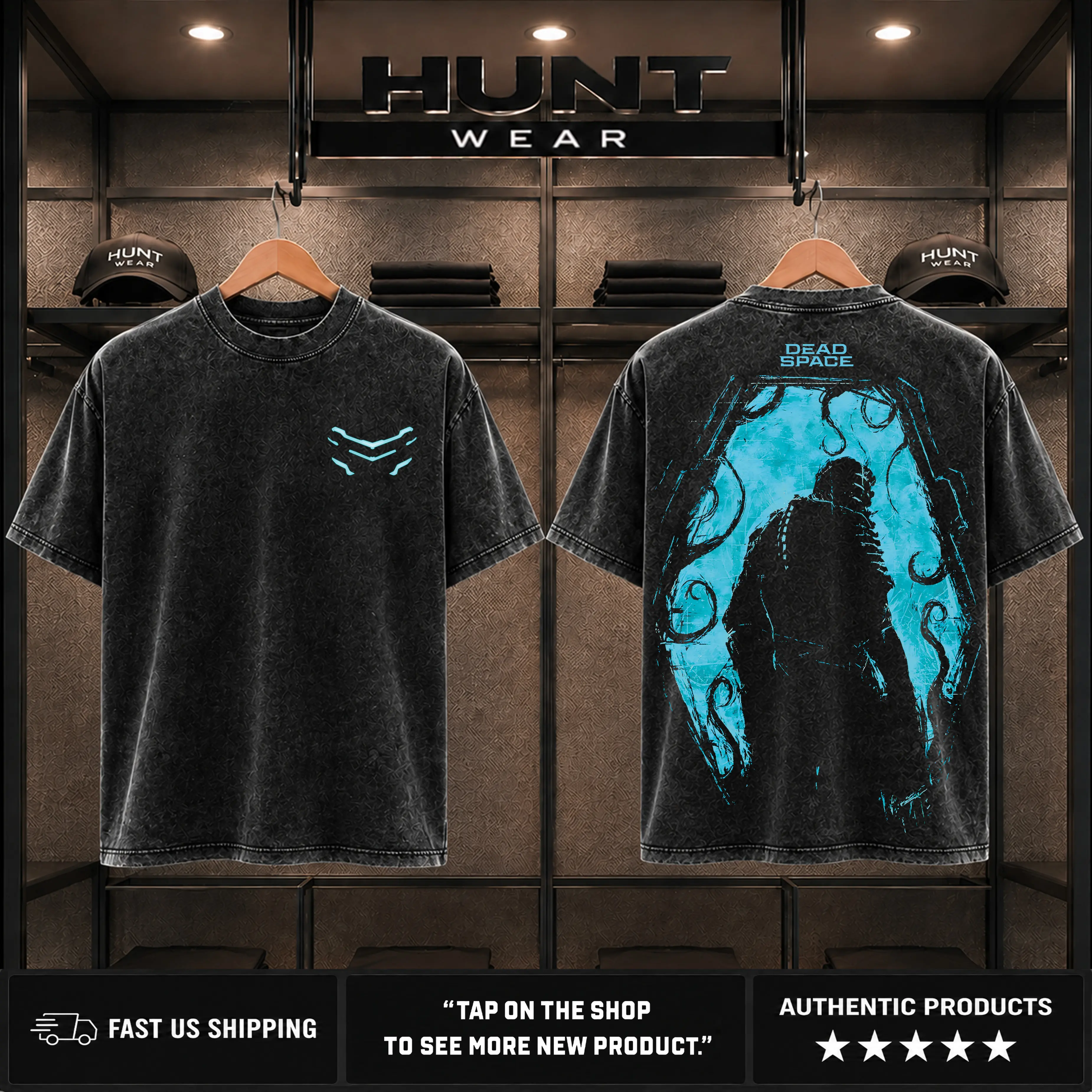 Dead Space Sci-Fi Game Washed Crew Neck T-Shirt, Hoodies men, Heavyweight Cotton Sweatshirt 2 sided Cotton Unisex Menswear graphic Tee Gift for Gaming Fans