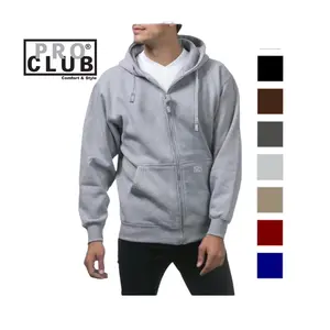 Pro Club Heavyweight Full Zip Fleece Hoodie Fabric Menswear Pocket Soft  Tops Zipper