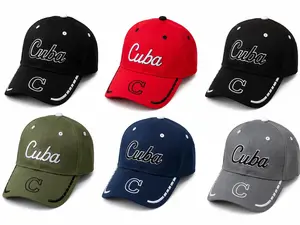 6 Pack Cuba Baseball Caps for Men Women, Adjustable Cuban Embroidered Hat Set, Unisex Sports Cap Collection, Black Red Navy Gray Green Colors, Outdoor Travel Casual Hats
