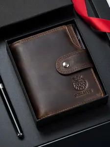 Men's Business Fashion Vintage Short Wallet, Large Capacity Slim Men's Short Wallet, RFID Blocking Wallet, Casual Trendy Wallet for Men, Genuine Leather Wallet