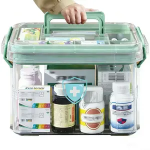 Large Transparent Medical Storage Box – Heavy-Duty Plastic Medicine Case with Divided Tray & Lid – Portable Organizer for First Aid Kits, Travel, Clinic & Home – with Handle