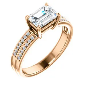 Cubic Zirconia Engagement Ring- The Lyla Ann (Customizable Radiant Cut Design with Wide Double-Pavé Band)