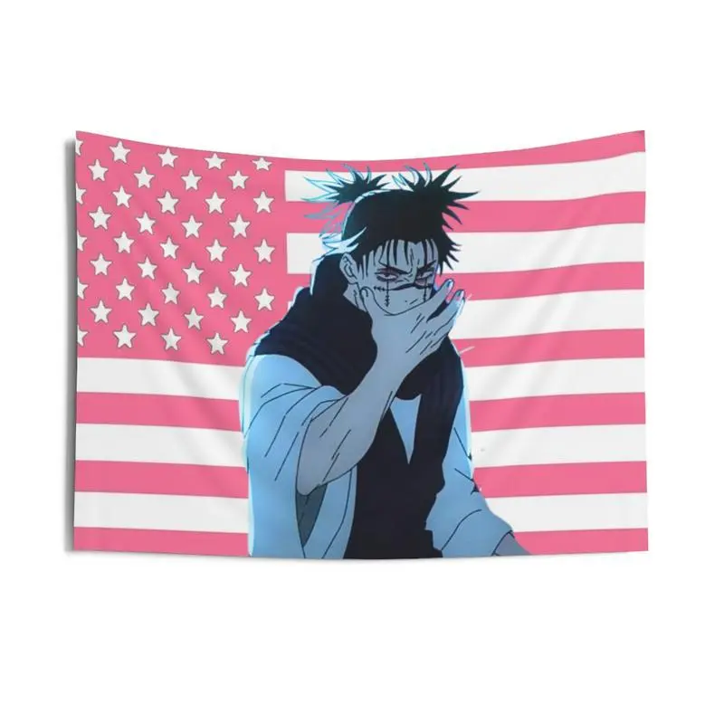 Pink anime Choso Tapestry, Fun Anime JJk Wall Decor, Durable Polyester Wall Hanging,family,uv,last,suitable