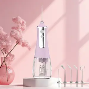 Wireless Electric Water Flosser, Portable Rechargeable Oral Irrigator, 260ML Reservoir, 4 Modes, 4 Replaceable Parts, Travel-Friendly Design
