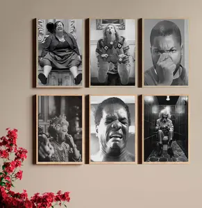 Funny Bathroom Canvas Wall Art, Black and White Vintage Comedy Movies Framed Art Paintings Wall Decor Unique Gifts And Funny Toilet Humour Smell Prints Picture for Bathroom Decor