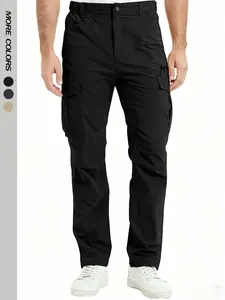 Quick-Dry Men's Summer Outdoor Hiking Pants, Lightweight Multi-Pocket Adjustable Leg Pockets Cargo Pants, Loose Fit Large Size Tactical Pants, Casual Sport Style, Plain, Suitable for Hiking, Outdoor Fishing, Seamless Construction