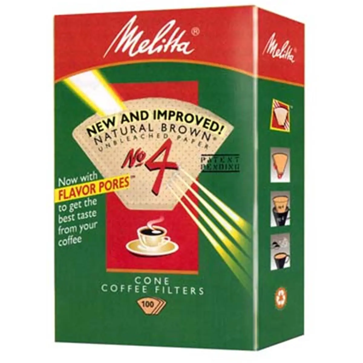Melitta Cone Coffee Filters - Model 624602, 100-Piece Natural Paper, Flavor Pores Design, Disposable Single-Use Paper Filters, Coffee Filters Paper Disposable, Single-Use Disposable Coffee Filters