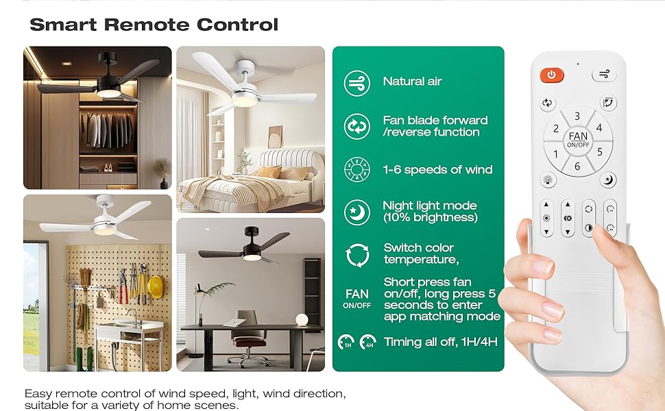 28”Ceiling Fans With Lights,3000 - 6500K Adjustable Color Temperature,App&Remote Control,Easy-to-Install,Flush Mount,For Bedroom, Living Room, Kitchen