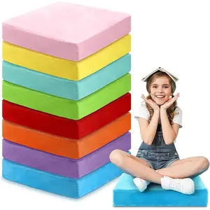 8 Pcs 15 Inches Square Floor Cushions for Kids Flexible Seating for Classroom Chair Cushions for Reading Corner Nursery Yoga Elementary Daycare, 8 Vibrant Colors