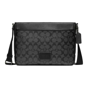 Coach District 30 Classic Monogram Zippered PVC Shoulder Bag for Men in Black