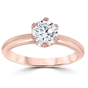 1ct Round Diamond Solitaire Engagement Ring 14K Rose Gold
