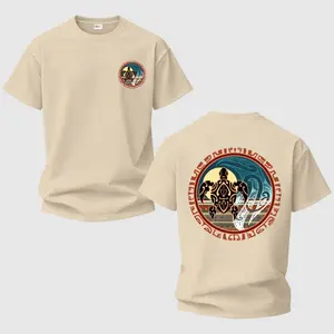 Men's Fashion Indigenous Sea Turtle Tropical Graphic Print Cotton Short-Sleeve T-Shirt - Classic Round Neck, Lightweight Breathable Clothes, Casual Unisex Top for Spring Summer Daily Wear
