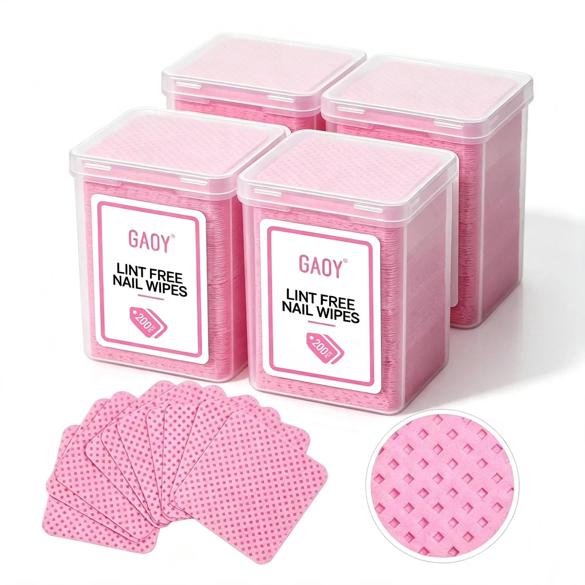 GAOY Lint Free Nail Wipes, 800 Pcs Nail Polish Remover Pads, Non-Woven Cotton Pads Gel Cleaning Wipes, Manicure Supplies for Professional Salon and DIY Art