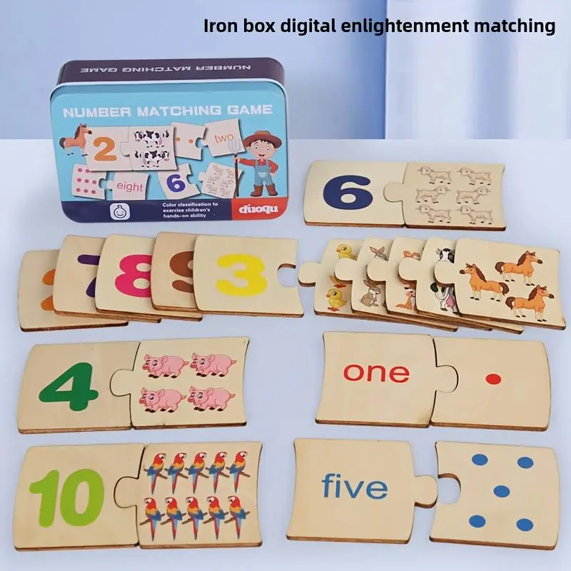 Tin Box Number Enlightenment Matching Set, Children's Number Decomposition Sticks, Arithmetic Teaching Aids and Toys for Elementary School Students