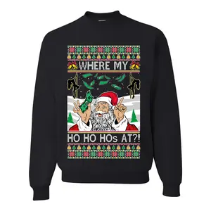 Santa Stripping Money Club Where My Ho's At Ugly Christmas Sweater Unisex Crewneck Graphic Sweatshirt