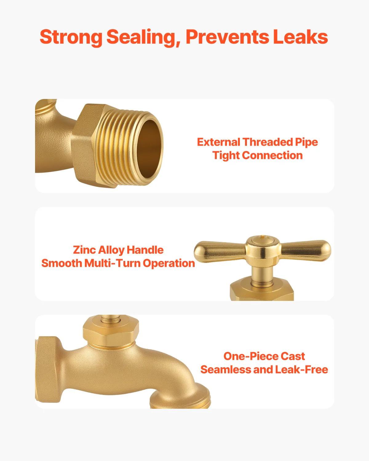 Outdoor Garden Brass Water Faucet Spigot Hose Bibb Connection High Flow Garden Hose Adapter